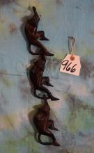Three Hanging Wood Carved African Monkeys