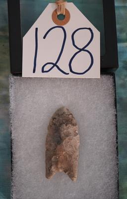 Authentic Paleo Clovis Point Artifact Arrowhead with Display Case