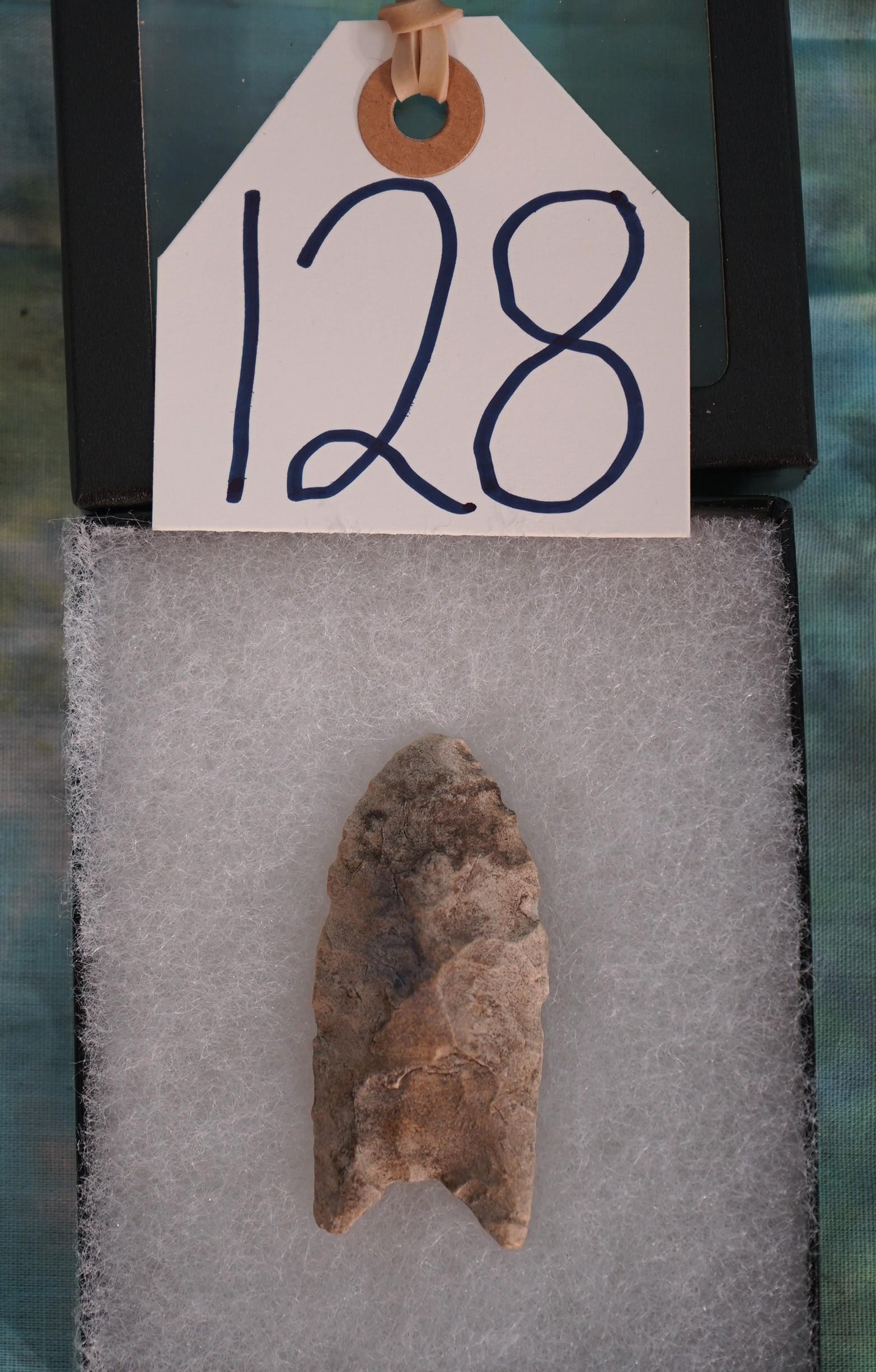 Authentic Paleo Clovis Point Artifact Arrowhead with Display Case