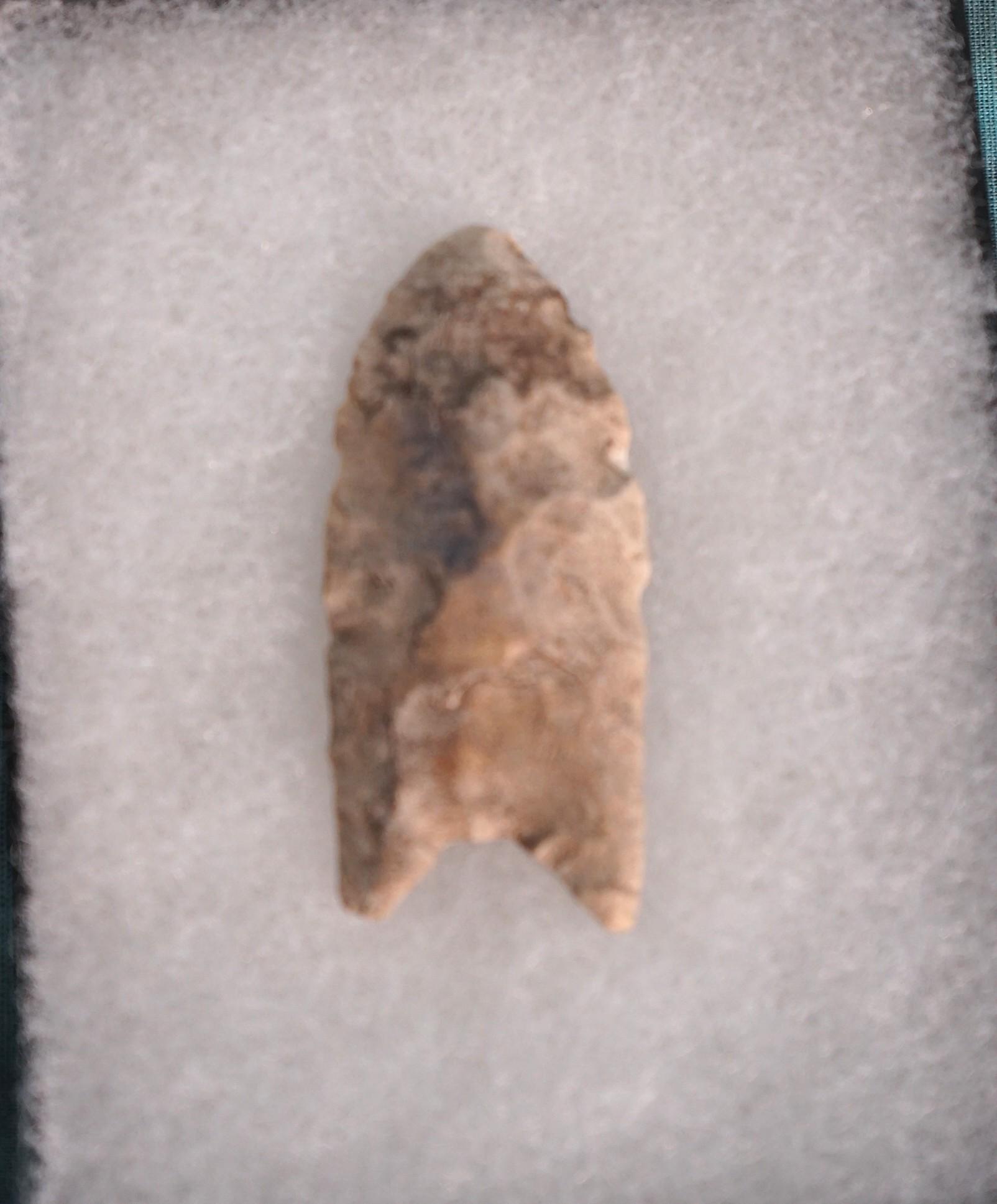 Authentic Paleo Clovis Point Artifact Arrowhead with Display Case