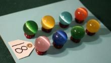 (8) Colorful & Polished Gemstones Spheres on Stands