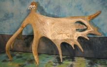 Awesome Moose Antler Carving of a Polar Taxidermy