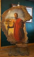 Magnificent African Elephant Ear Painting on a nice Display Stand  **U.S. Residents Only!**