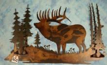 Metal Elk Wildlife Art Wall Display