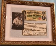 Framed Copy of Old West License For Prostitution