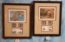 Two Framed Duck Prints with Migratory Bird Stamps