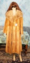 Ladies Beautiful Long Fur Coat Red Fox with Coyote Collar Size M-L