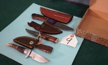 Three Types of Brand-New Hunting Knives with Scabbards