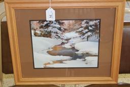 Deer by a Winter Stream- Barbara Schaffer