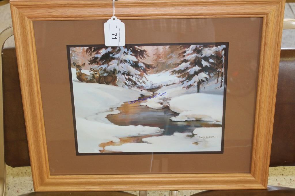 Deer by a Winter Stream- Barbara Schaffer