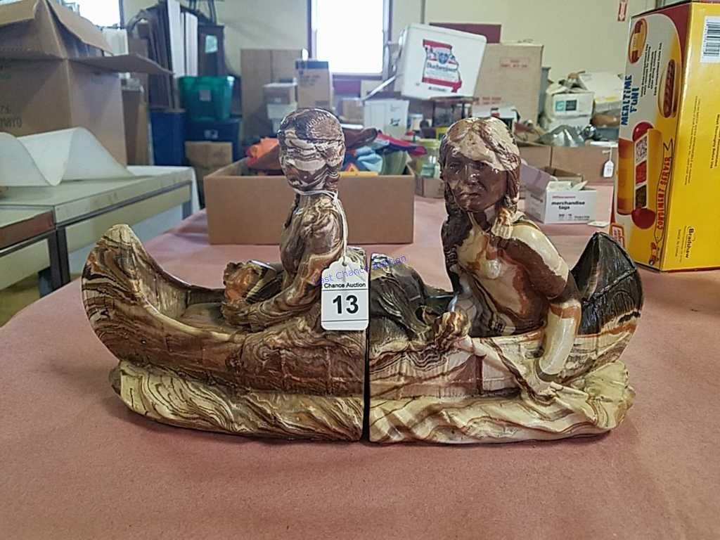 Native American Canoe Book Ends