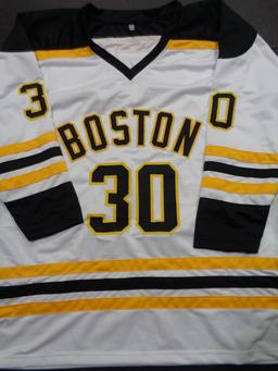 Gerry Cheevers Boston Bruins Autographed & Inscribed Custom Hockey Jersey JSA W coa