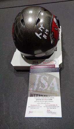 Russell Gage Jr. Tampa Bay Buccaneers Autographed Riddell Mini Helmet JSA W coa