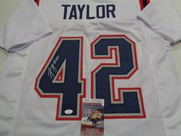 J.J. Taylor New England Patriots Autographed Custom Football Jersey JSA W coa