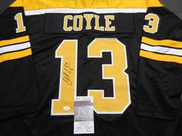 Charlie Coyle Boston Bruins Autographed Custom Hockey Jersey JSA W coa