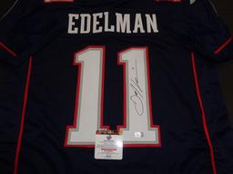 Julian Edelman New England Patriots Autographed Custom Football Jersey GA coa