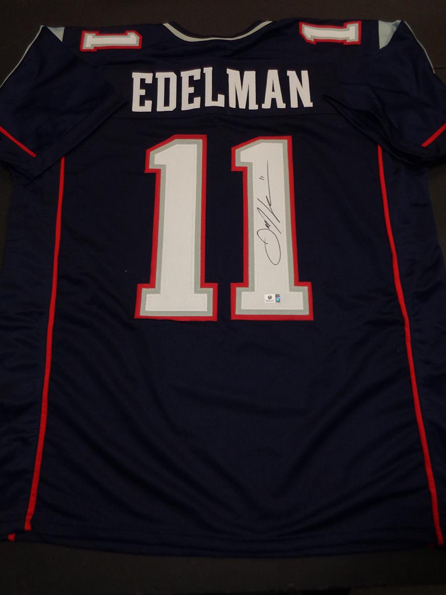 Julian Edelman New England Patriots Autographed Custom Football Jersey GA coa