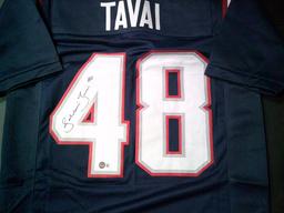 Jehlani Tavai New England Patriots Autographed Custom Football Jersey Beckett Hologram