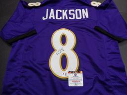 Lamar Jackson Baltimore Ravens Autographed Custom Football Jersey GA coa