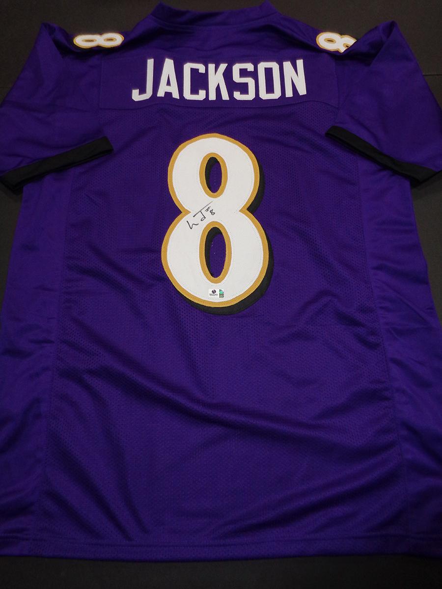 Lamar Jackson Baltimore Ravens Autographed Custom Football Jersey GA coa