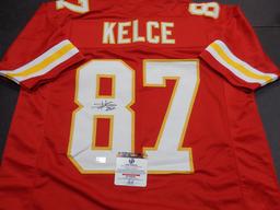 Travis Kelce Kansas City Chiefs Autographed Custom Football Jersey GA coa