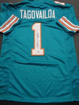 Tua Tagovailoa Miami Dolphins Autographed Custom Football Jersey GA coa