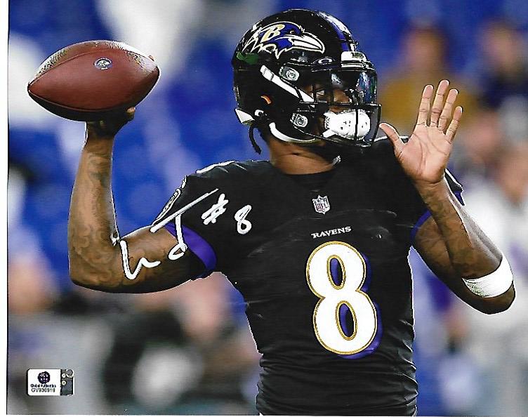 Lamar Jackson Baltimore Ravens Autographed 8x10 Photo GA coa