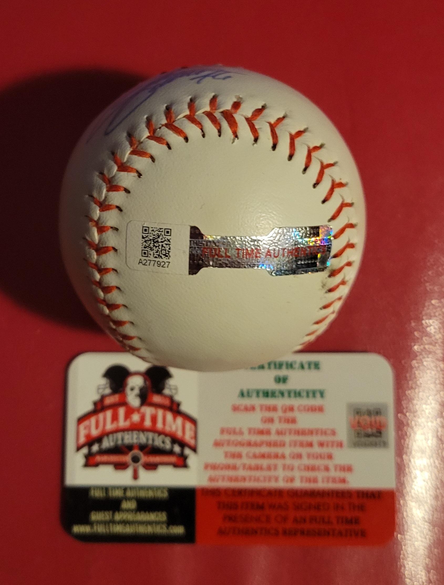 John Schreiber Kansas City Royals Autographed Rawlings Baseball Full Time QR Hologram