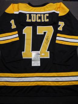 Milan Lucic Boston Bruins Autographed Custom Hockey Jersey JSA W coa