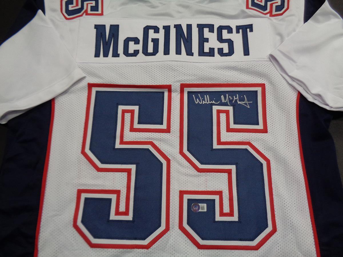 Willie McGinest New England Patriots Autographed Custom Football Jersey JSA W coa