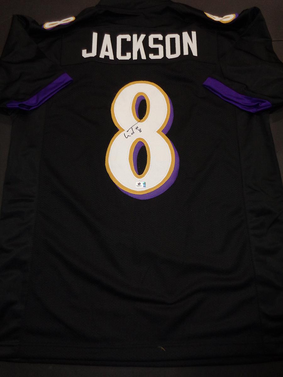 Lamar Jackson Baltimore Ravens Autographed Custom Football Jersey GA coa