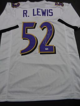 Ray Lewis Baltimore Ravens Autographed Custom Football Jersey GA coa