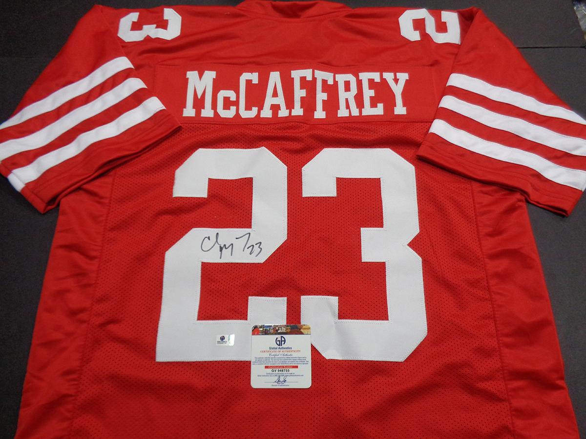 Christian McCaffery San Francisco 49ers Autographed Custom Football Jersey GA coa