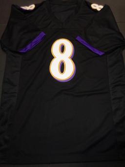 Lamar Jackson Baltimore Ravens Autographed Custom Football Jersey GA coa