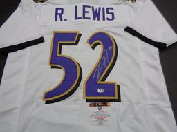 Ray Lewis Baltimore Ravens Autographed Custom Football Jersey GA coa