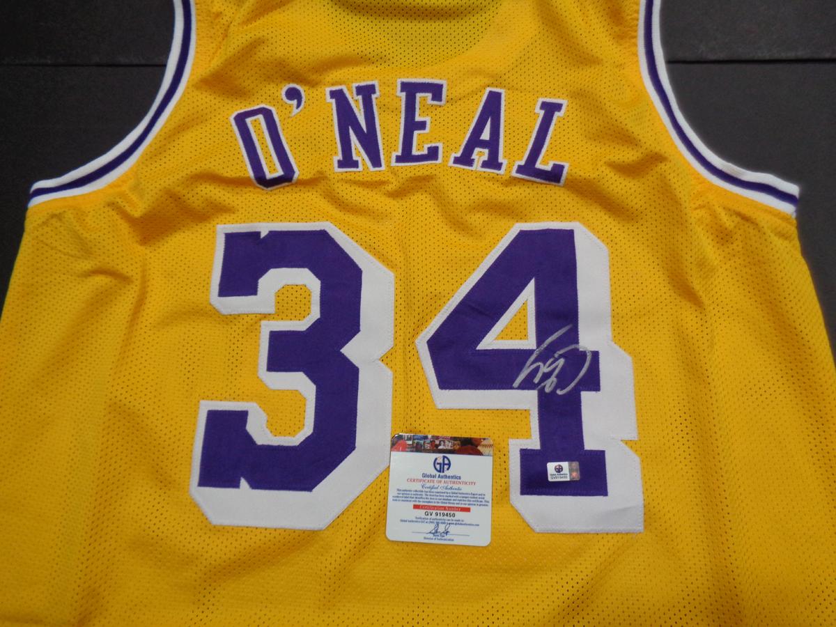 Shaquille O'Neal Los Angeles Lakers Autographed Custom Basketball Jersey GA coa