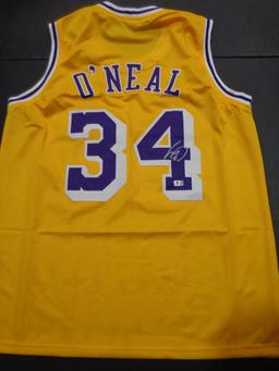 Shaquille O'Neal Los Angeles Lakers Autographed Custom Basketball Jersey GA coa