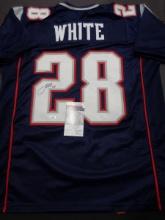 James White New England Patriots Autographed Custom Football Jersey JSA W coa