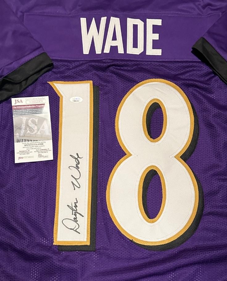 Dayton Wade Baltimore Ravens Autographed Custom Football Jersey JSA W coa