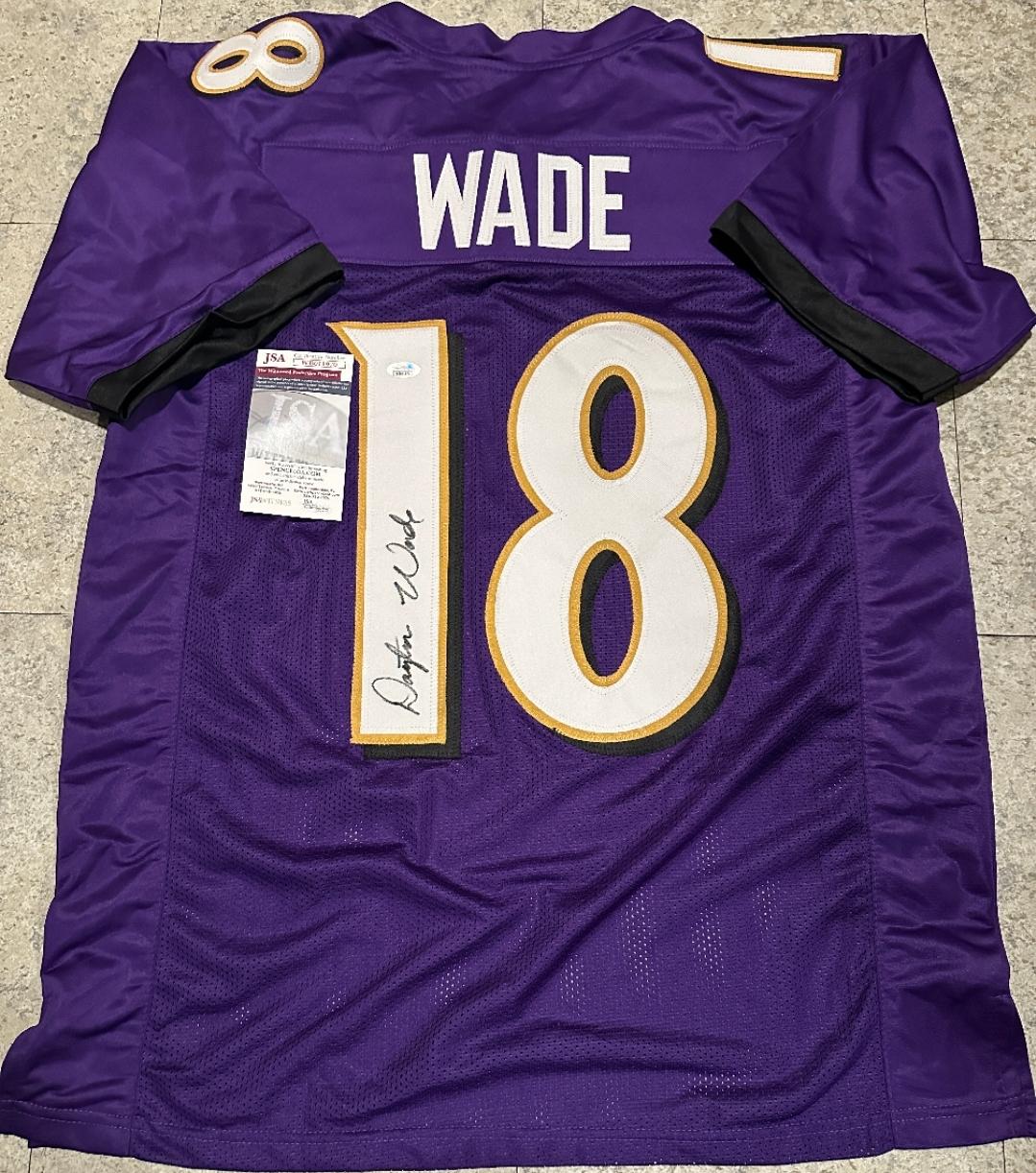 Dayton Wade Baltimore Ravens Autographed Custom Football Jersey JSA W coa