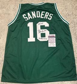 Tom Sanders Boston Celtics Autographed & Inscribed Custom Basketball Jersey JSA W coa