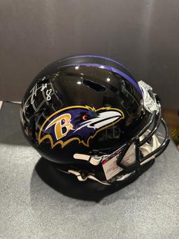 Lamar Jackson Baltimore Ravens Autographed Riddell Replica Full Size Helmet GA coa