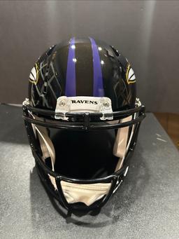 Lamar Jackson Baltimore Ravens Autographed Riddell Replica Full Size Helmet GA coa