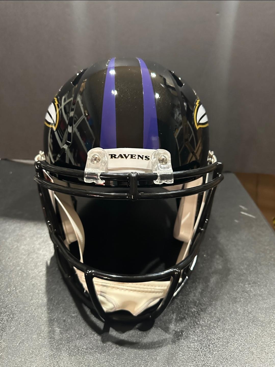 Lamar Jackson Baltimore Ravens Autographed Riddell Replica Full Size Helmet GA coa