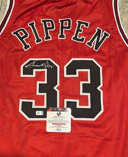 Scottie Pippen Chicago Bulls Autographed Custom Basketball Jersey GA coa