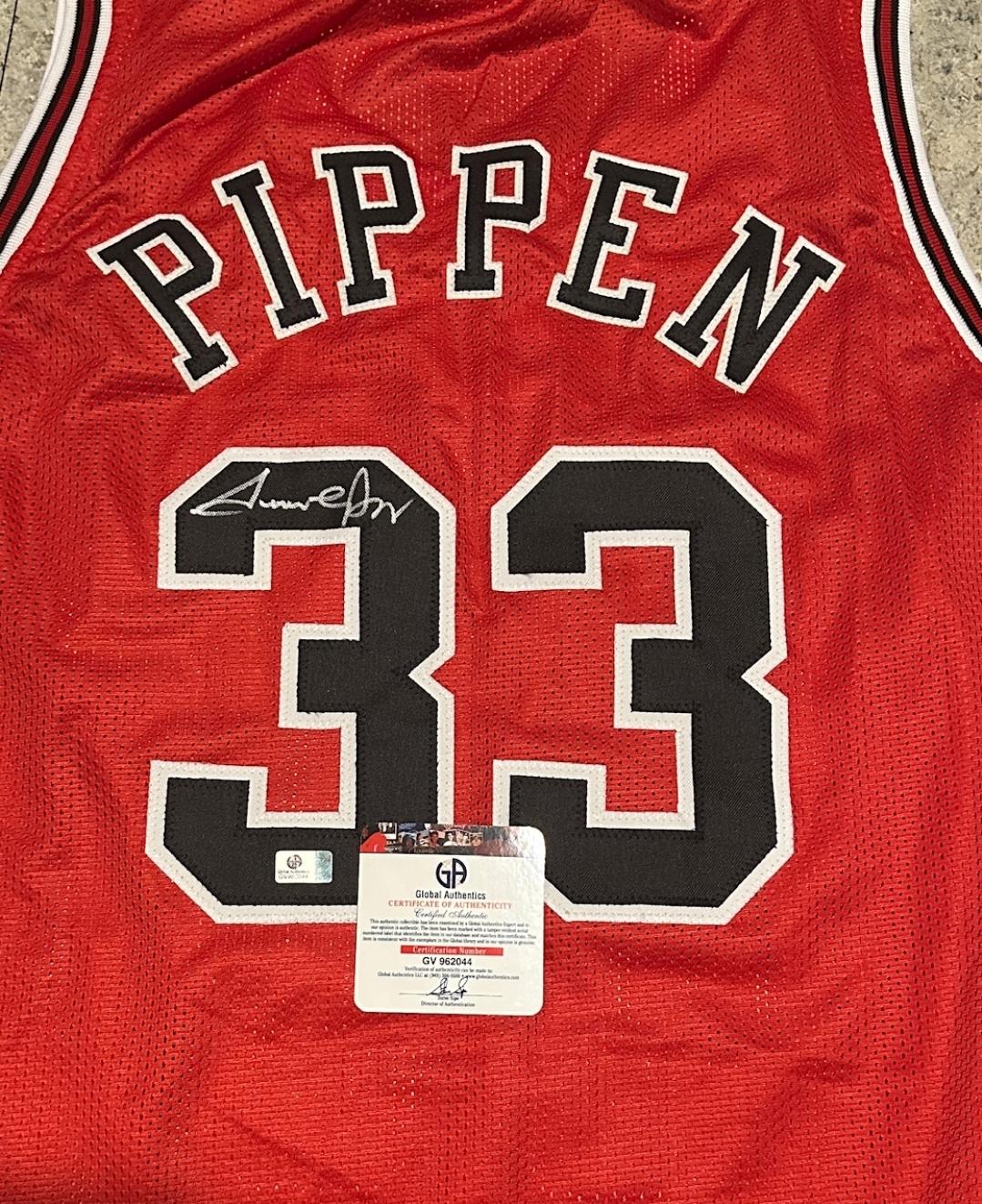 Scottie Pippen Chicago Bulls Autographed Custom Basketball Jersey GA coa