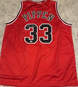 Scottie Pippen Chicago Bulls Autographed Custom Basketball Jersey GA coa