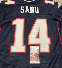 Mohamed Sanu New England Patriots Autographed Custom Football Jersey JSA W coa