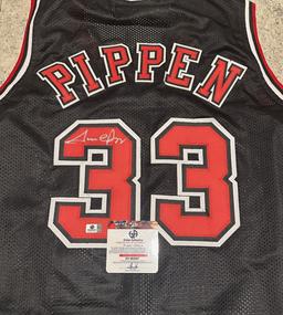 Scottie Pippen Chicago Bulls Autographed Custom Basketball Jersey coa
