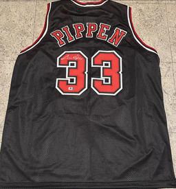 Scottie Pippen Chicago Bulls Autographed Custom Basketball Jersey coa